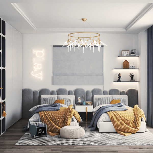Light Grey Kid's Bed - Customizable Design