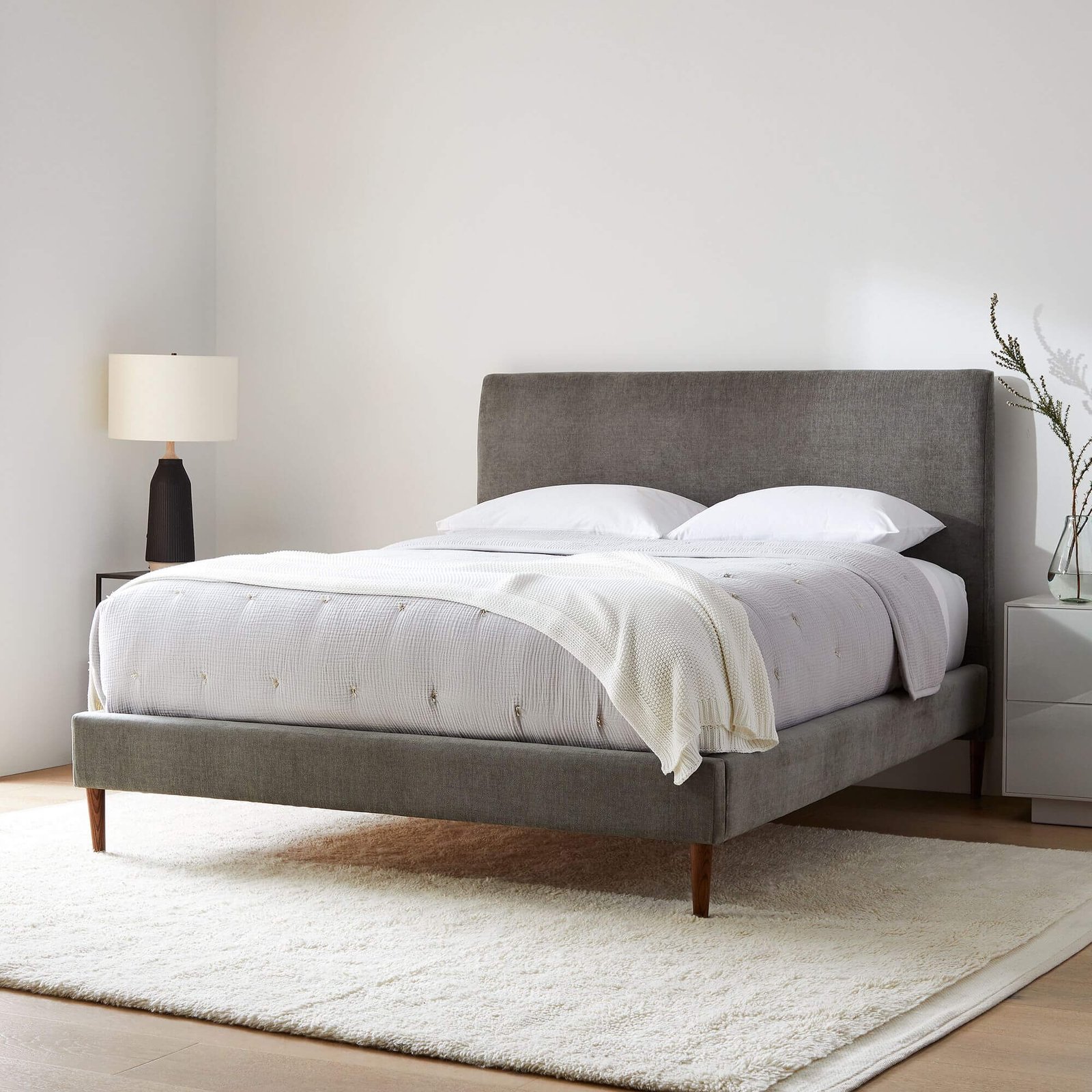Modern Bedroom Furniture in Dubai | Andes Bed with Wood Legs