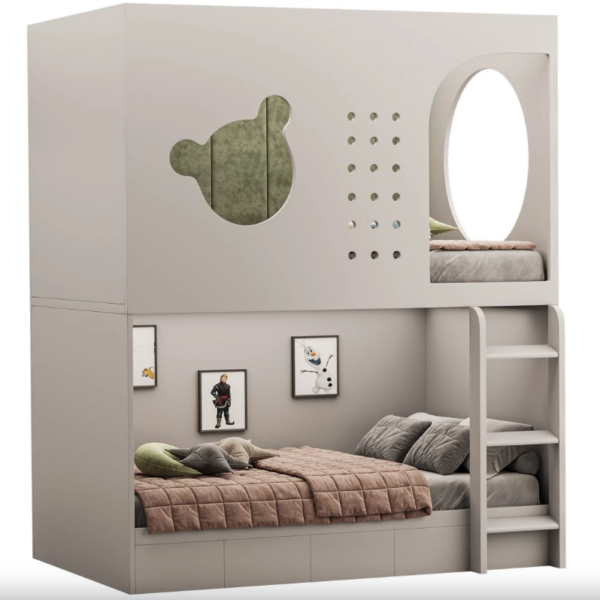 Custom Kids Furniture Dubai – Bear-Themed Bunk Bed with Storage for Children