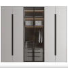 Center Glass Wardrobe Dubai with LED lighting, solid doors, and drawers – Woodnix