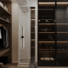 Open-shelf custom bedroom closet with drawers in UAE