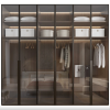 Glass door wardrobe with LED lighting and walnut interior – Woodnix Dubai