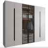 Center Glass Wardrobe Dubai with LED lighting, solid doors, and drawers – Woodnix