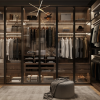 Luxury walk-in wardrobe with glass doors in Dubai UAE