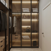 Premium custom glass wardrobe with LED lighting in Dubai by Woodnix