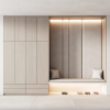 Custom entryway closet with cushioned bench and soft LED lighting – Woodnix Dubai