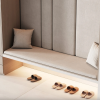 Custom entryway closet with cushioned bench and soft LED lighting – Woodnix Dubai