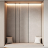 Custom entryway closet with cushioned bench and soft LED lighting – Woodnix Dubai
