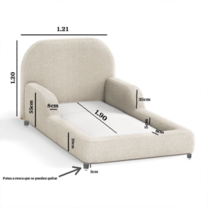 Kids Upholstered Bed UAE in soft bouclé fabric modern kids bed Woodnix