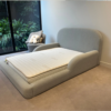 Bouclé kids bed UAE side view soft upholstered frame