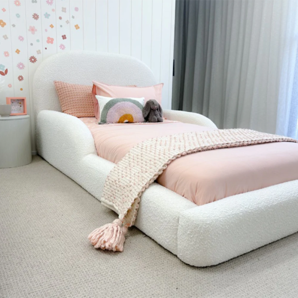 Bouclé fabric kids upholstered bed texture UAE