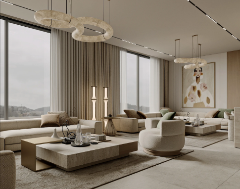 interior design company dubai modern living room design by Woodnix