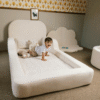 Montessori floor bed for kids with soft cushioned edges and safe design in UAE Dubai children bedroom