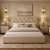 Modern beige upholstered bed with tufted headboard UAE