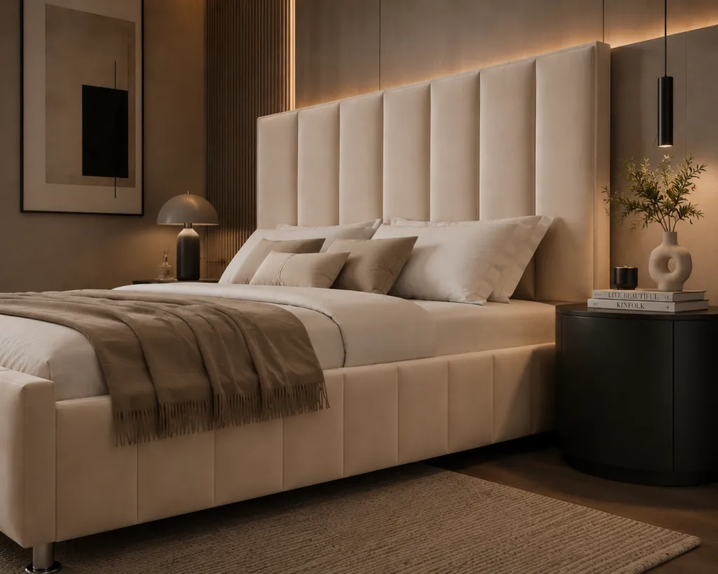 Luxury upholstered bed frame Dubai UAE by Woodnix