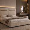 Modern beige upholstered bed with panel headboard UAE