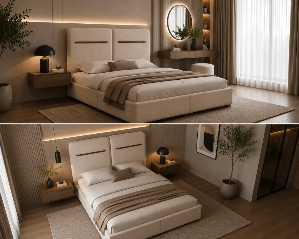 Luxury upholstered bed frame Dubai UAE by Woodnix