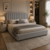 Elegant fabric upholstered bed for villas UAE