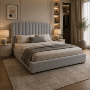 Elegant fabric upholstered bed for villas UAE