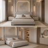Luxury upholstered bed Abu Dhabi UAE with curved headboard