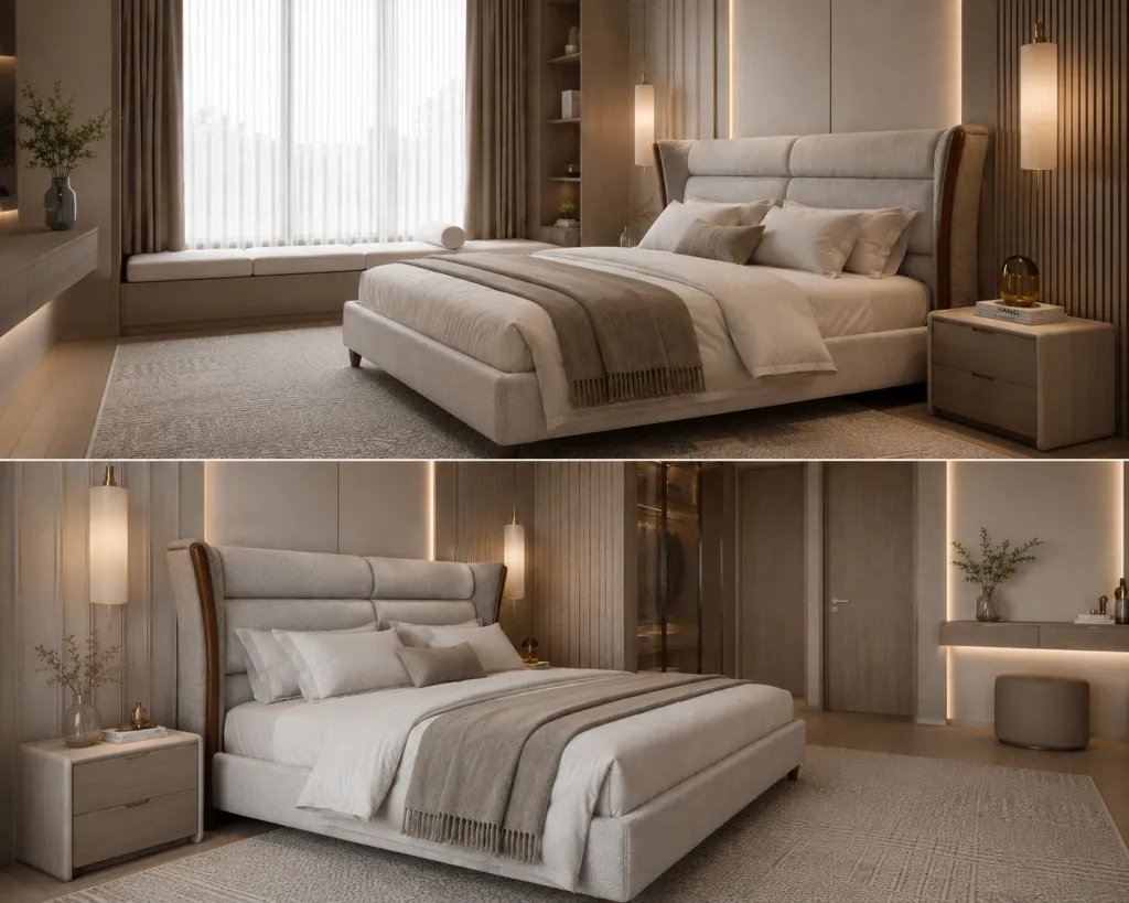 Luxury wingback upholstered bed Dubai UAE