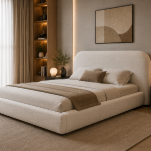 Lunara Curve Upholstered Bed Dubai | Custom Luxury Bed UAE